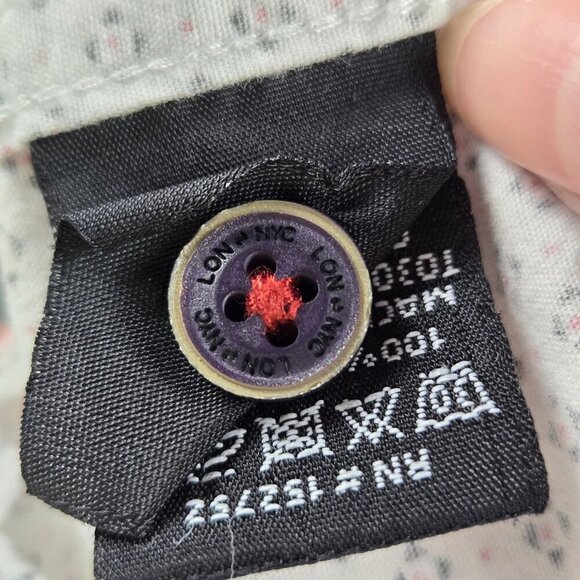 LON NYC Across The Pond Size L Diamond and Dot Pattern Short Sleeve Button Down - Picture 14 of 16